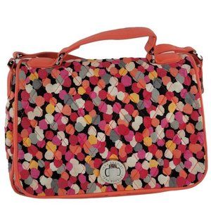 Vera Bradley Womens Pink Black White Canvas Flap‎ Top Crossbody Bag Purse 10.5in